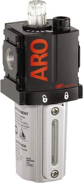 ARO/Ingersoll-Rand - 1/4" NPT, 250 Max psi Compact Modular Lubricator - Metal Bowl with Sight Glass, Aluminum Body, 51 CFM, 175°F Max Temp, 2.2" Long x 2.24" Wide x 5.99" High - All Tool & Supply