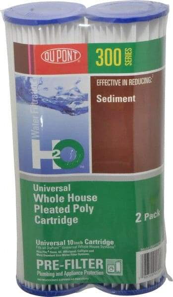 Dupont - 2" OD, 20µ, Pleated Poly Universal Pleated Poly 2 Pack Cartridge Filter - 10" Long, Reduces Sediments & Rust - All Tool & Supply