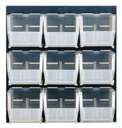 Quantum Storage - 9 Bin Louvered Panel with Ultra Bins - 18 Inch Overall Width x 11 Inch Overall Depth x 19 Inch Overall Height, Clear Tri-Clear Polypropylene Bins - All Tool & Supply