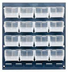 Quantum Storage - 16 Bin Louvered Panel with Ultra Bins - 18 Inch Overall Width x 8 Inch Overall Depth x 19 Inch Overall Height, Clear Tri-Clear Polypropylene Bins - All Tool & Supply