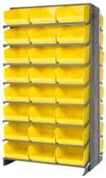 Quantum Storage - 48 Bin Store-More Sloped Shelving System - 36 Inch Overall Width x 24 Inch Overall Depth x 63-1/2 Inch Overall Height, Yellow Polypropylene Bins - All Tool & Supply