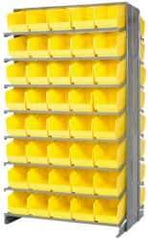 Quantum Storage - 80 Bin Store-More Sloped Shelving System - 36 Inch Overall Width x 24 Inch Overall Depth x 63-1/2 Inch Overall Height, Yellow Polypropylene Bins - All Tool & Supply