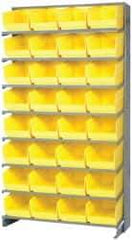 Quantum Storage - 32 Bin Store-More Sloped Shelving System - 36 Inch Overall Width x 12 Inch Overall Depth x 63-1/2 Inch Overall Height, Yellow Polypropylene Bins - All Tool & Supply