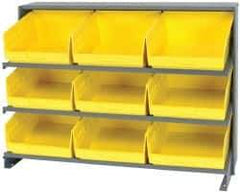 Quantum Storage - 9 Bin Store-More Sloped Shelving System - 36 Inch Overall Width x 12 Inch Overall Depth x 26-1/2 Inch Overall Height, Yellow Polypropylene Bins - All Tool & Supply