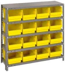 Quantum Storage - 16 Bin Store-More Shelf Bin System - 36 Inch Overall Width x 18 Inch Overall Depth x 39 Inch Overall Height, Yellow Polypropylene Bins - All Tool & Supply