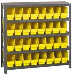 Quantum Storage - 32 Bin Store-More Shelf Bin System - 36 Inch Overall Width x 18 Inch Overall Depth x 39 Inch Overall Height, Yellow Polypropylene Bins - All Tool & Supply