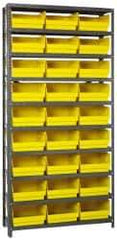 Quantum Storage - 27 Bin Store-More Shelf Bin System - 36 Inch Overall Width x 18 Inch Overall Depth x 75 Inch Overall Height, Yellow Polypropylene Bins - All Tool & Supply