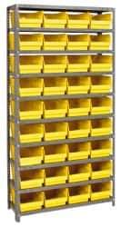 Quantum Storage - 36 Bin Store-More Shelf Bin System - 36 Inch Overall Width x 18 Inch Overall Depth x 75 Inch Overall Height, Yellow Polypropylene Bins - All Tool & Supply