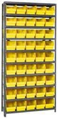 Quantum Storage - 45 Bin Store-More Shelf Bin System - 36 Inch Overall Width x 12 Inch Overall Depth x 75 Inch Overall Height, Yellow Polypropylene Bins - All Tool & Supply