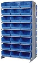 Quantum Storage - 48 Bin Store-More Sloped Shelving System - 36 Inch Overall Width x 24 Inch Overall Depth x 63-1/2 Inch Overall Height, Blue Polypropylene Bins - All Tool & Supply