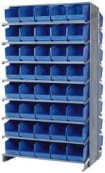 Quantum Storage - 80 Bin Store-More Sloped Shelving System - 36 Inch Overall Width x 24 Inch Overall Depth x 63-1/2 Inch Overall Height, Blue Polypropylene Bins - All Tool & Supply