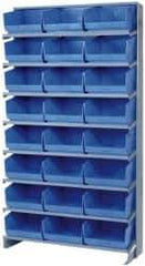 Quantum Storage - 24 Bin Store-More Sloped Shelving System - 36 Inch Overall Width x 12 Inch Overall Depth x 63-1/2 Inch Overall Height, Blue Polypropylene Bins - All Tool & Supply