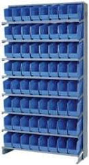 Quantum Storage - 64 Bin Store-More Sloped Shelving System - 36 Inch Overall Width x 12 Inch Overall Depth x 63-1/2 Inch Overall Height, Blue Polypropylene Bins - All Tool & Supply