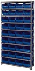 Quantum Storage - 36 Bin Store-More Shelf Bin System - 36 Inch Overall Width x 12 Inch Overall Depth x 75 Inch Overall Height, Blue Polypropylene Bins - All Tool & Supply