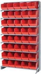 Quantum Storage - 40 Bin Store-More Sloped Shelving System - 36 Inch Overall Width x 12 Inch Overall Depth x 63-1/2 Inch Overall Height, Red Polypropylene Bins - All Tool & Supply