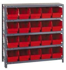 Quantum Storage - 20 Bin Store-More Shelf Bin System - 36 Inch Overall Width x 18 Inch Overall Depth x 39 Inch Overall Height, Red Polypropylene Bins - All Tool & Supply