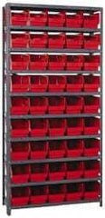 Quantum Storage - 45 Bin Store-More Shelf Bin System - 36 Inch Overall Width x 18 Inch Overall Depth x 75 Inch Overall Height, Red Polypropylene Bins - All Tool & Supply