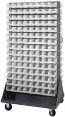 Quantum Storage - 240 Bin Mobile Louvered Rack with Ultra Bins - 36 Inch Overall Width x 25 Inch Overall Depth x 72 Inch Overall Height, Clear Tri-Clear Polypropylene Bins - All Tool & Supply