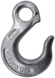 CM - 2,650 Lb Capacity, Chain Grade 30, Steel Eye Hook - 0.92" Hook Throat, 3.17" Reach, 3/4" Eye ID, 3/8" Chain Diam, 4.56" OAL, Heat Treated - All Tool & Supply