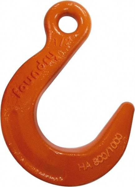 CM - Chain Grade 100, 22,600 Lbs. Load Limit Eye Foundry Hook - 2.03 Inch Hook Throat, 6-1/2 Inch Reach, 1.31 Inch Eye Inside Diameter, 5/8 Inch Chain Diameter, 9.66 Inch Overall Length, 0.88 Inch Eye Thickness - All Tool & Supply