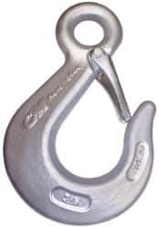 CM - Chain Grade 100, 8,800 Lbs. Load Limit Eye Sling Hook with Latch - 3 Inch Hook Throat, 5-3/4 Inch Reach, 3/4 Inch Eye Inside Diameter, 3/8 Inch Chain Diameter, 7.88 Inch Overall Length - All Tool & Supply