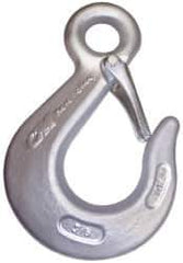 CM - Chain Grade 100, 35,300 Lbs. Load Limit Eye Sling Hook with Latch - 4-1/2 Inch Hook Throat, 9-1/4 Inch Reach, 1-1/2 Inch Eye Inside Diameter, 3/4 Inch Chain Diameter, 12.81 Inch Overall Length, 1 Inch Eye Thickness - All Tool & Supply