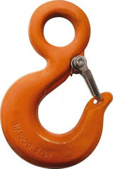 CM - Chain Grade 100, 8,800 Lbs. Load Limit Eye Rigging Hook with Latch - 1.19 Inch Hook Throat, 4.67 Inch Reach, 1-1/4 Inch Eye Inside Diameter, 3/8 Inch Chain Diameter, 6.55 Inch Overall Length, 0.63 Inch Eye Thickness - All Tool & Supply