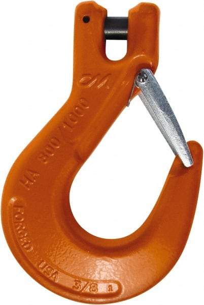 CM - 3/8 Inch Chain Diameter, Grade 100 Clevis Hook - 8,800 Lbs. Load Capacity, 0.47 Inch Inside Diameter, 0.51 Inch Pin Diameter, 1.06 Inch Hook Throat, 6.53 Inch Overall Length, 4.38 Inch Hook Width - All Tool & Supply