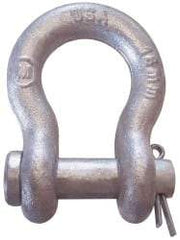 CM - 5/8" Nominal Chain Size, 5 Ton Alloy Steel Round Anchor Shackle - 27/32" Diam, 3/4" Pin Diam, 1-1/16" Wide Inside Jaw, 1-1/2" Inside Width - All Tool & Supply