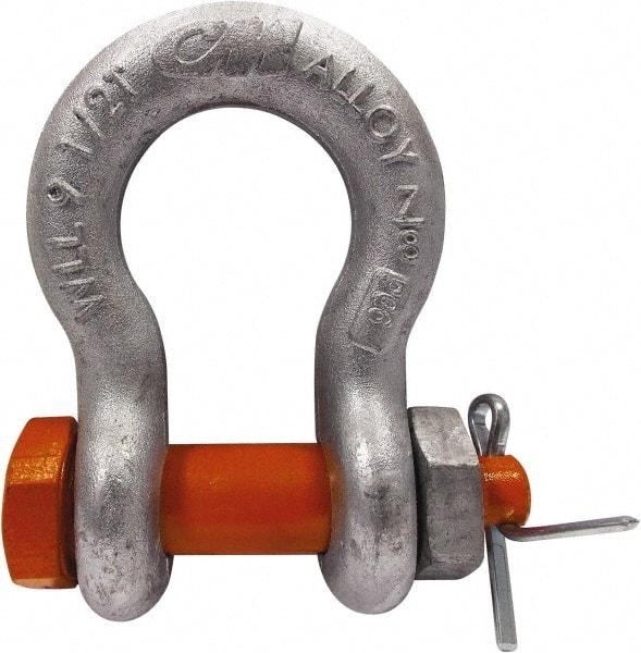 CM - 5/16" Nominal Chain Size, 0.75 Ton Carbon Steel Bolt Anchor Shackle - 15/32" Diam, 3/8" Pin Diam, 17/32" Wide Inside Jaw, 25/32" Inside Width - All Tool & Supply