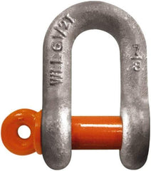 CM - 1/4" Nominal Chain Size, 0.5 Ton Carbon Steel Screw Chain Shackle - 13/32" Diam, 9/32" Pin Diam, 15/32" Wide Inside Jaw, 15/32" Inside Width - All Tool & Supply