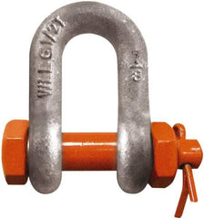 CM - 5/8" Nominal Chain Size, 3.25 Ton Carbon Steel Bolt Chain Shackle - 27/32" Diam, 3/4" Pin Diam, 1-1/16" Wide Inside Jaw, 1-1/16" Inside Width - All Tool & Supply