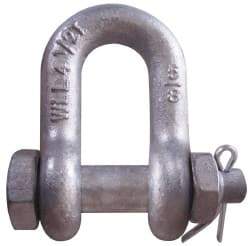 CM - 1/2" Nominal Chain Size, 2 Ton Carbon Steel Bolt Chain Shackle - 23/32" Diam, 5/8" Pin Diam, 13/16" Wide Inside Jaw, 13/16" Inside Width - All Tool & Supply