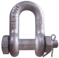 CM - 1/2" Nominal Chain Size, 2 Ton Carbon Steel Bolt Chain Shackle - 23/32" Diam, 5/8" Pin Diam, 13/16" Wide Inside Jaw, 13/16" Inside Width - All Tool & Supply