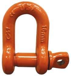 CM - 3/8" Nominal Chain Size, 1.5 Ton Carbon Steel Screw Chain Shackle - 17/32" Diam, 7/16" Pin Diam, 21/32" Wide Inside Jaw, 21/32" Inside Width - All Tool & Supply