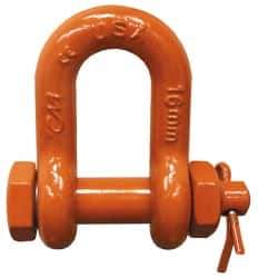 CM - 5/16" Nominal Chain Size, 1 Ton Carbon Steel Bolt Chain Shackle - 15/32" Diam, 3/8" Pin Diam, 17/32" Wide Inside Jaw, 17/32" Inside Width - All Tool & Supply