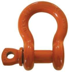 CM - 3/4" Nominal Chain Size, 6.5 Ton Carbon Steel Screw Anchor Shackle - 31/32" Diam, 7/8" Pin Diam, 1-1/4" Wide Inside Jaw, 1-3/4" Inside Width - All Tool & Supply