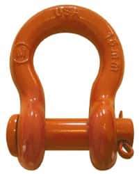 CM - 3/8" Nominal Chain Size, 1.5 Ton Carbon Steel Round Anchor Shackle - 17/32" Diam, 7/16" Pin Diam, 21/32" Wide Inside Jaw, 15/16" Inside Width - All Tool & Supply