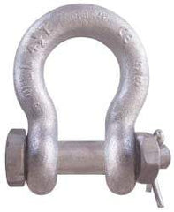 CM - 5/16" Nominal Chain Size, 1 Ton Carbon Steel Bolt Anchor Shackle - 15/32" Diam, 3/8" Pin Diam, 17/32" Wide Inside Jaw, 25/32" Inside Width - All Tool & Supply