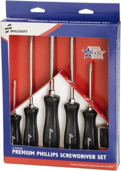 Ability One - 6 Piece Phillips Screwdriver Set - Bit Sizes: Philips #1 to #4 - All Tool & Supply