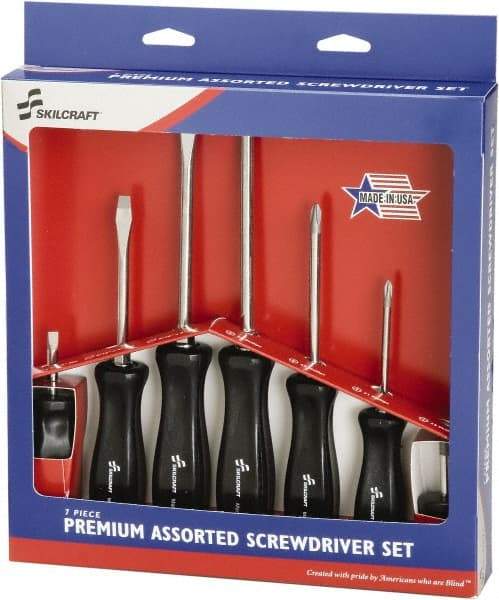 Ability One - 7 Piece Phillips & Slotted Screwdriver Set - Bit Sizes: Philips #1 to #3 - All Tool & Supply