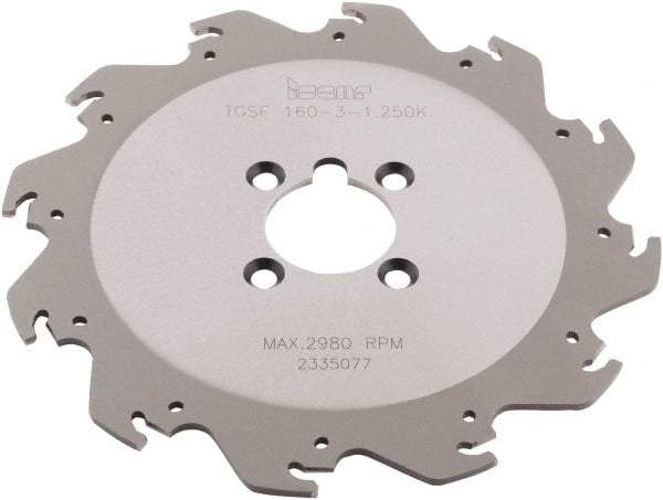 Iscar - Arbor Hole Connection, 0.118" Cutting Width, 2.05" Depth of Cut, 0.098" Cutter Diam, 1-1/4" Hole Diam, 8 Tooth Indexable Slotting Cutter - TGSF Toolholder, TAG N3 Insert - All Tool & Supply