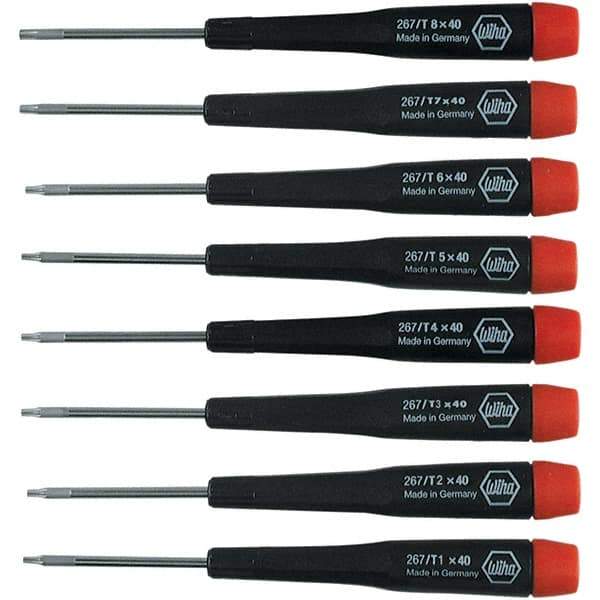 Wiha - 8 Piece Torx Screwdriver Set - Bit Sizes: Torx T1, T2, T3, T4, T5, T6, T-7 & T-8 - All Tool & Supply