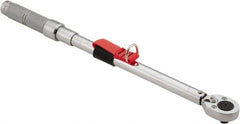 Proto - 1/2" Drive Micrometer Ratchet Head Tethered Torque Wrench - 40 N/m to 200 N/m Torque, 21-1/2" OAL, 1 N/m Graduation, Pear Head - All Tool & Supply