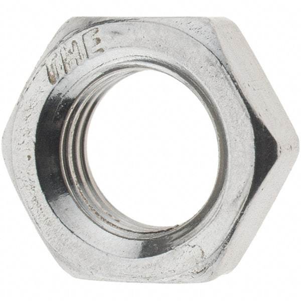 Value Collection - 3/8-24 UNF Stainless Steel Right Hand Hex Jam Nut - 9/16" Across Flats, 7/32" High, Uncoated - All Tool & Supply