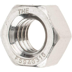 Value Collection - 5/16-18 UNC Stainless Steel Right Hand Hex Nut - 1/2" Across Flats, 17/64" High, Uncoated - All Tool & Supply