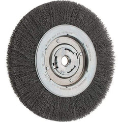 Weiler - 10" OD, 3/4" Arbor Hole, Crimped Steel Wheel Brush - 1-1/8" Face Width, 1-7/8" Trim Length, 0.014" Filament Diam, 3,600 RPM - All Tool & Supply