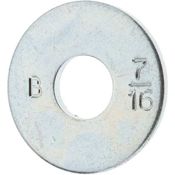 7/16″ Screw USS Flat Washer: Carbon Steel, Zinc-Plated Clear Chromate 15/32″ ID, 1.25″ OD, 3/32″ Thick