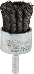 Weiler - 1-1/8" Brush Diam, Knotted, End Brush - 1/4" Diam Shank, 22,000 Max RPM - All Tool & Supply