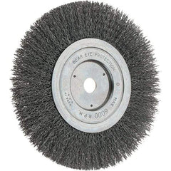 Weiler - 7" OD, 5/8" Arbor Hole, Crimped Steel Wheel Brush - 1" Face Width, 2" Trim Length, 0.014" Filament Diam, 6,000 RPM - All Tool & Supply